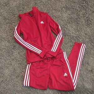 adidas Red Track Pants and Jacket Set